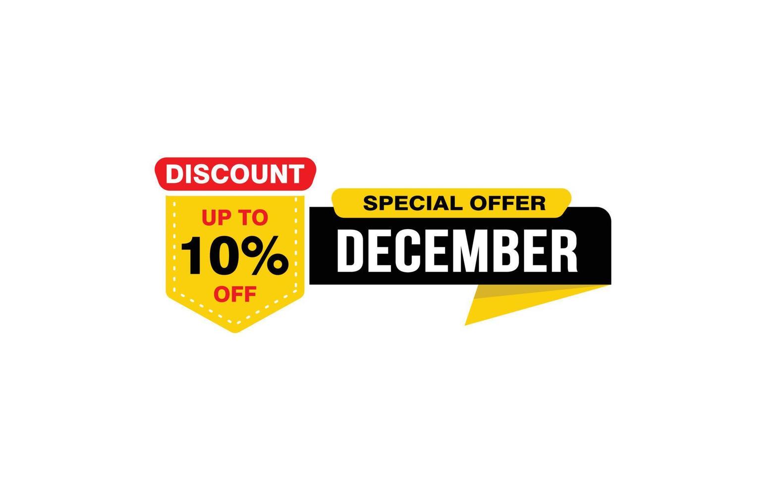 10 Percent december discount offer, clearance, promotion banner layout with sticker style. vector