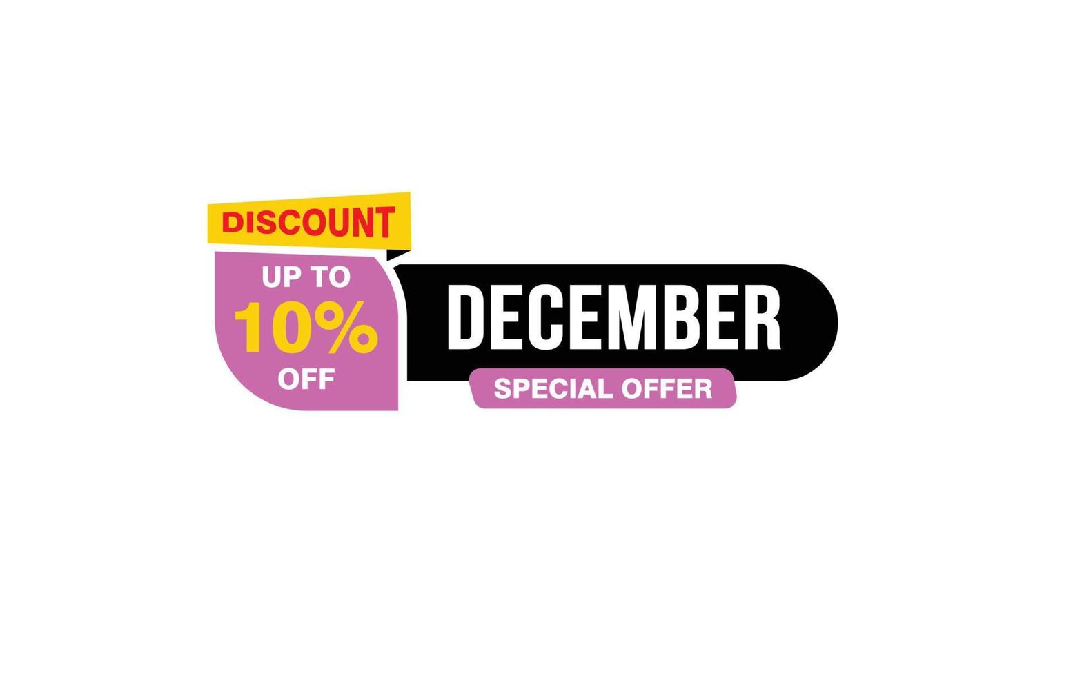 10 Percent december discount offer, clearance, promotion banner layout with sticker style. vector