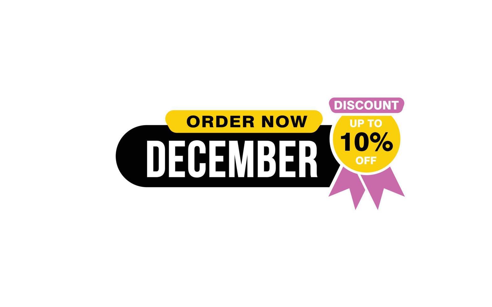 10 Percent december discount offer, clearance, promotion banner layout with sticker style. vector