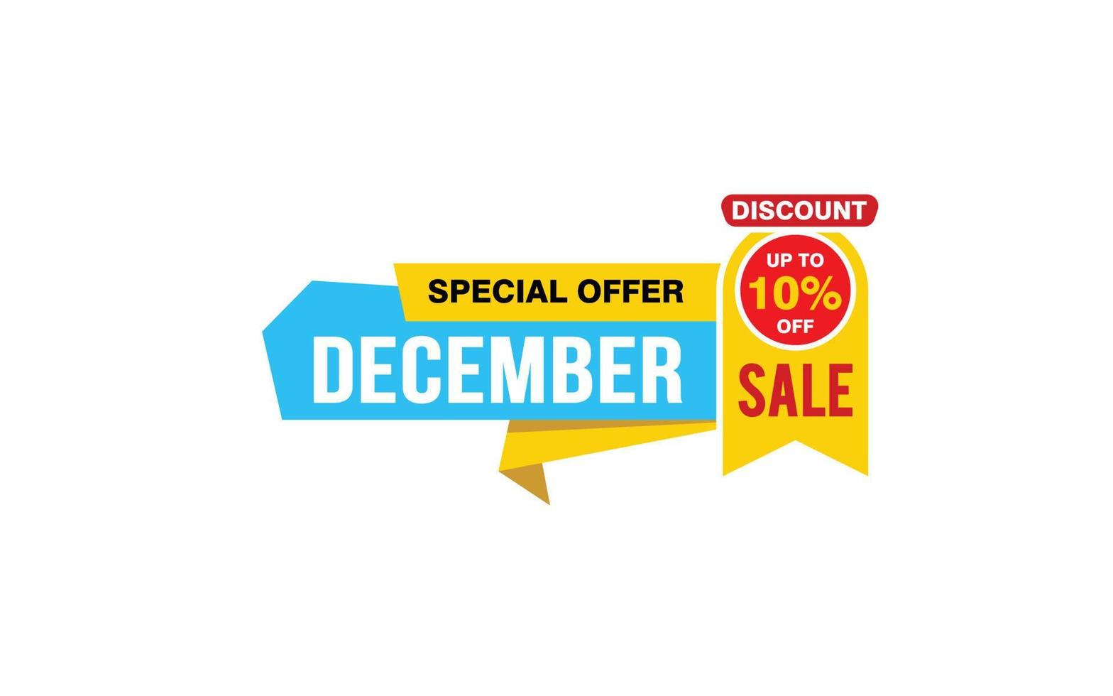 10 Percent december discount offer, clearance, promotion banner layout with sticker style. vector