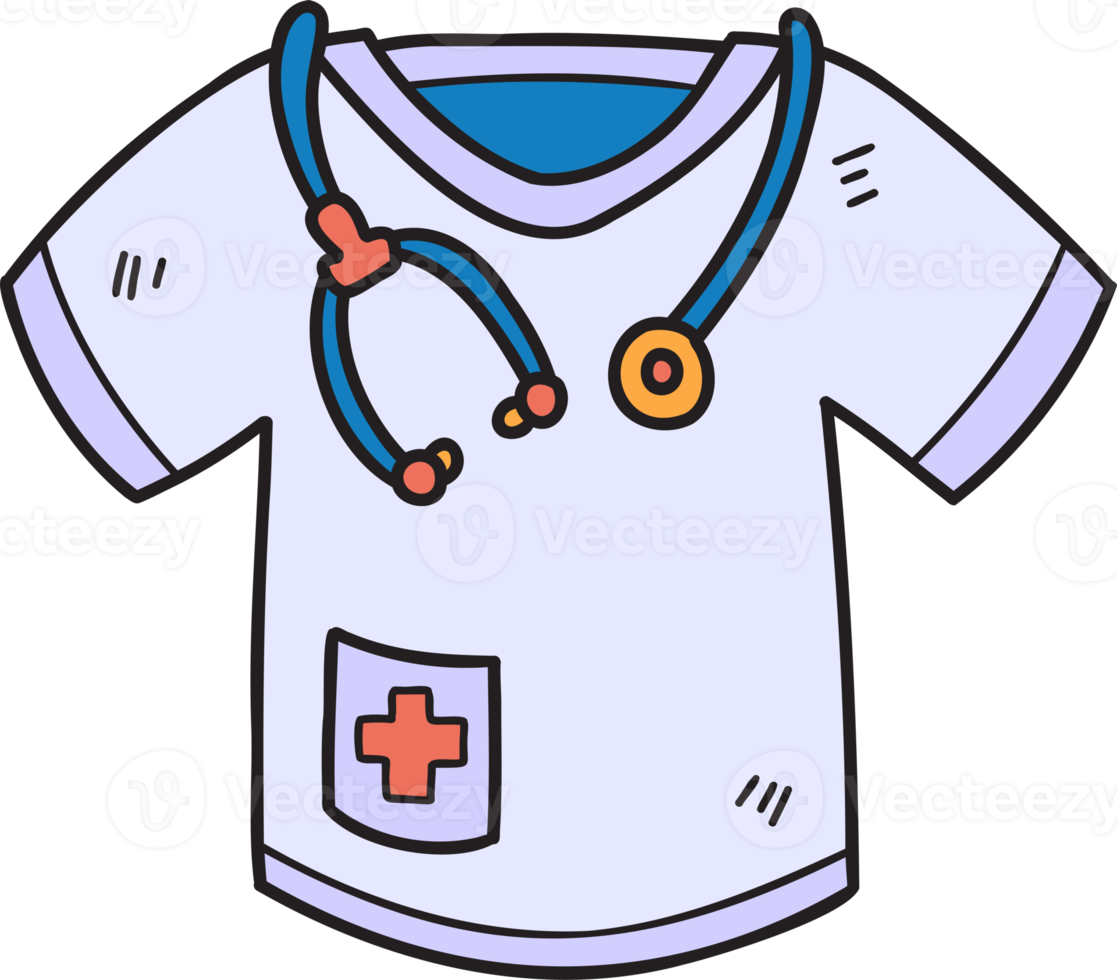 dibujado a mano ilustración de camisa de uniforme médico png