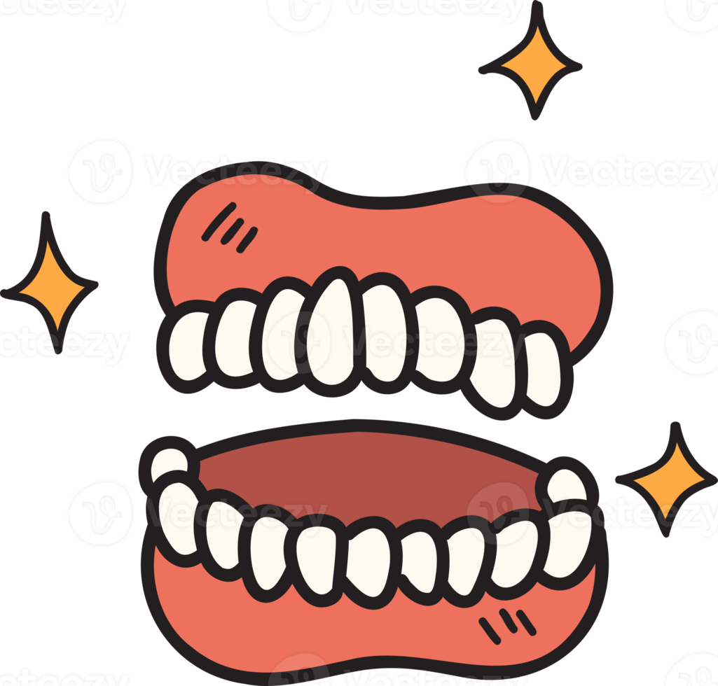 Hand Drawn teeth and gums illustration png