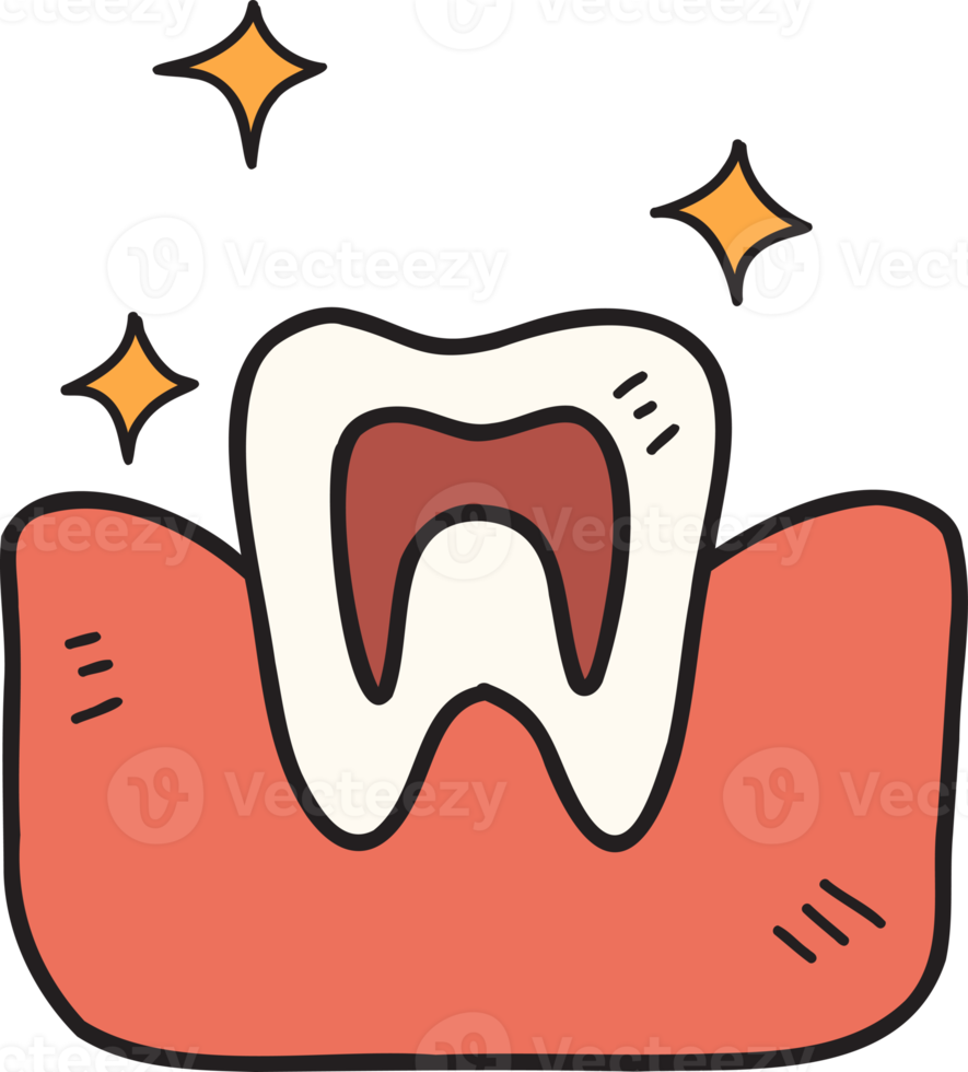 hand gezeichnete zähne und zahnfleischillustration png