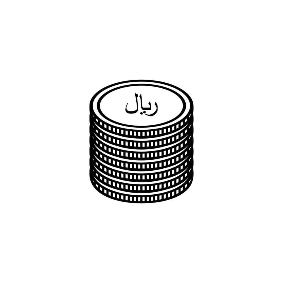 Rial Sign also known as Riyal Sign for Icon, Symbol, Pictogram, Website, Art Illustration or Graphic Design Element. Vector Illustration