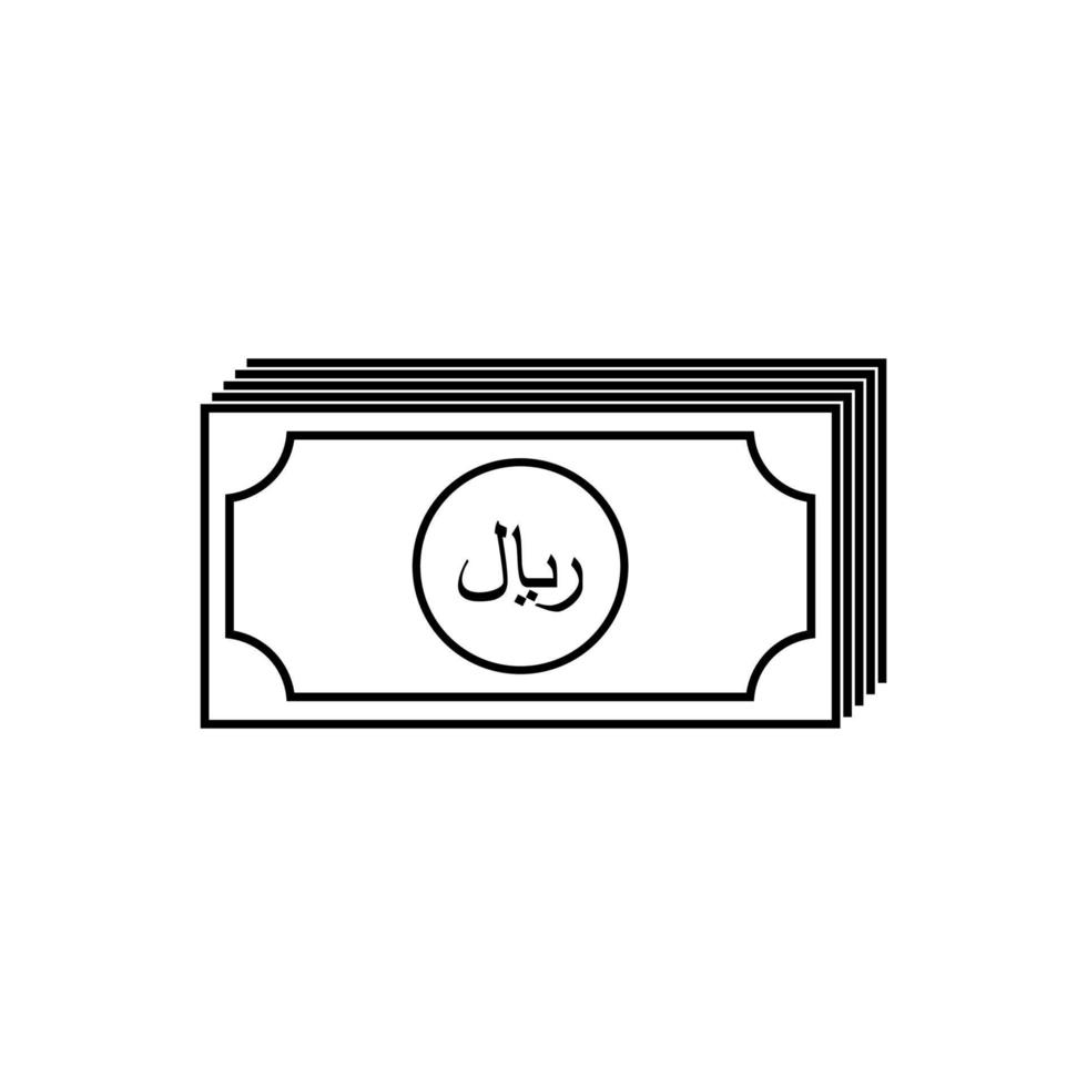 Rial Sign also known as Riyal Sign for Icon, Symbol, Pictogram, Website, Art Illustration or Graphic Design Element. Vector Illustration