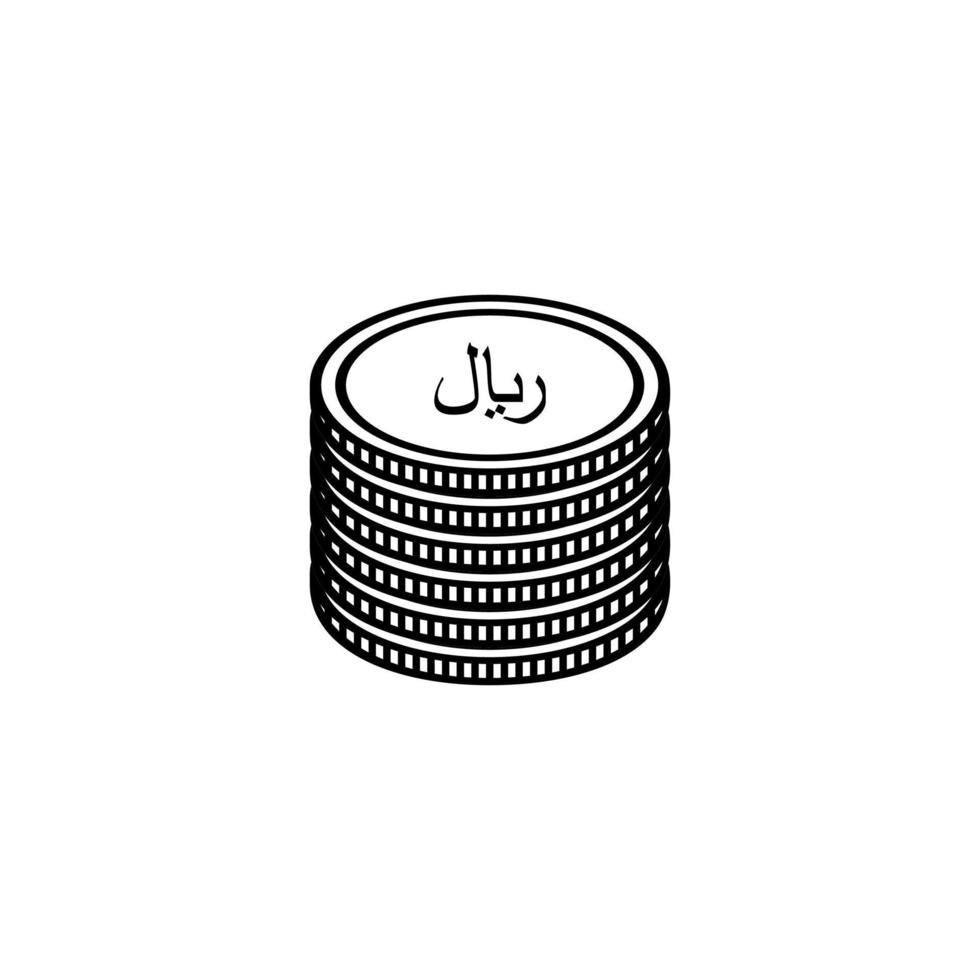 Rial Sign also known as Riyal Sign for Icon, Symbol, Pictogram, Website, Art Illustration or Graphic Design Element. Vector Illustration