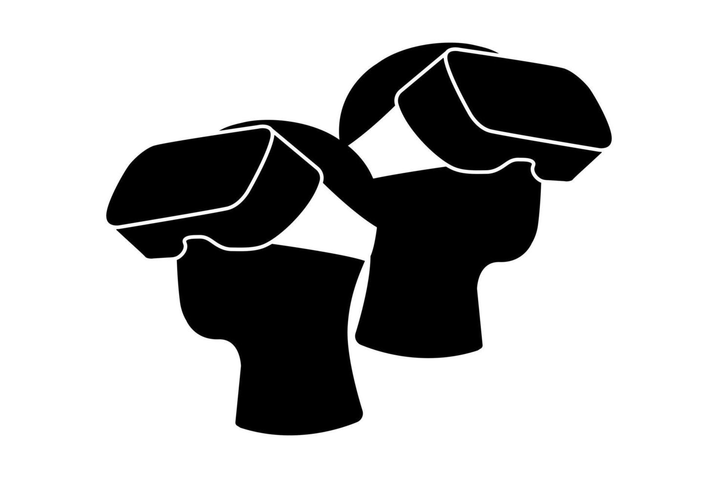Icon of two Human heads with virtual reality headset. Flat vector illustration