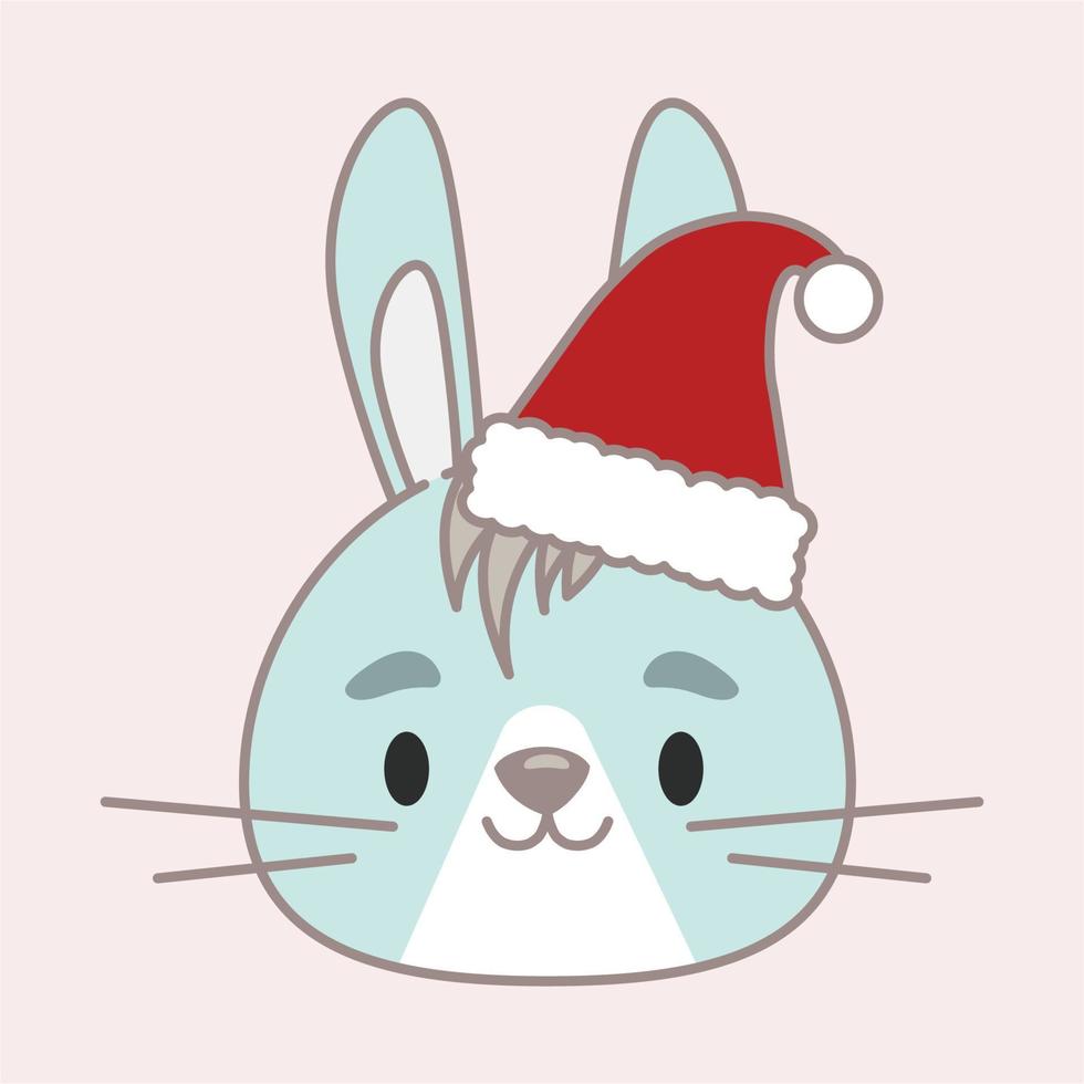 The head of a rabbit in a hat. flat cartoon vector