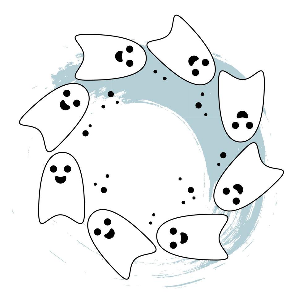 Little cute ghosts, Happy Halloween Flat scary vector