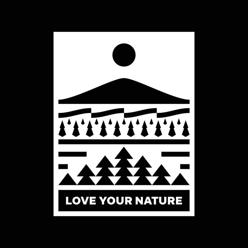ama tu diseño de insignia de logotipo de paisaje de montaña de naturaleza vector