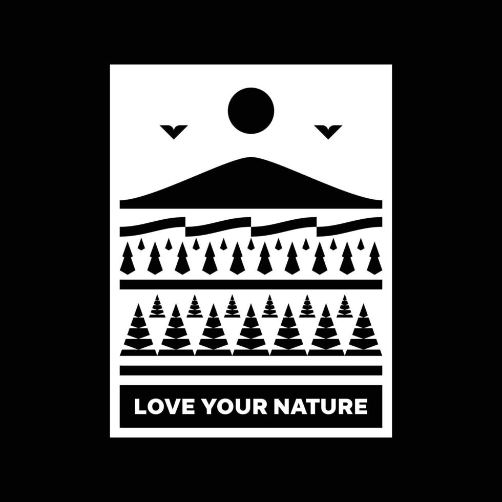 ama tu diseño de insignia de logotipo de paisaje de montaña de naturaleza vector