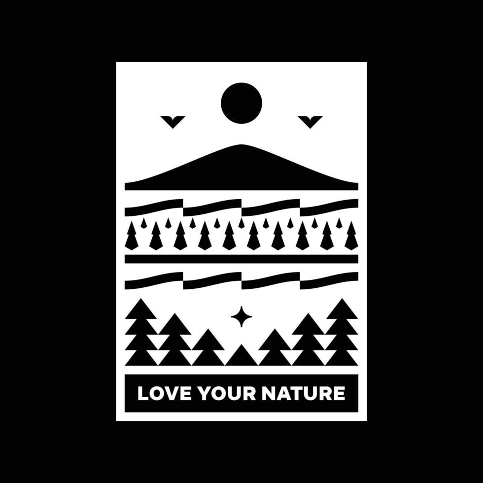 ama tu diseño de insignia de logotipo de paisaje de montaña de naturaleza vector