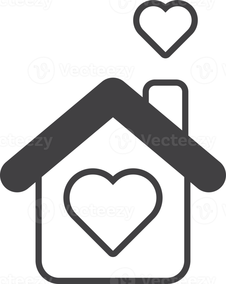 cute house and heart illustration in minimal style png