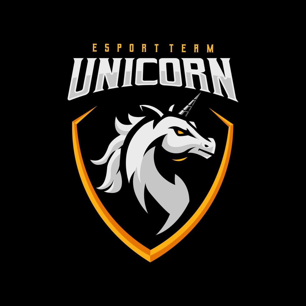 Unicorn esport mascot logo design illustration vector for team sport and gaming