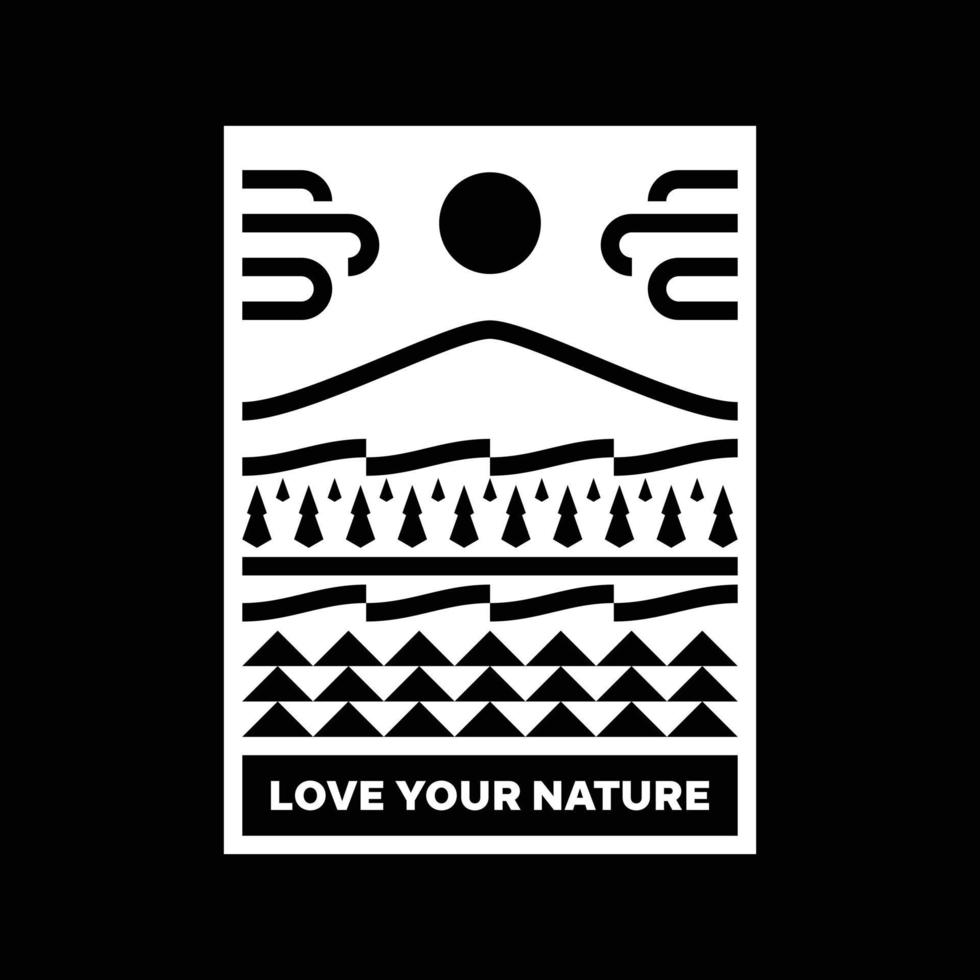 Love your nature mountain landscape logo badge design vector