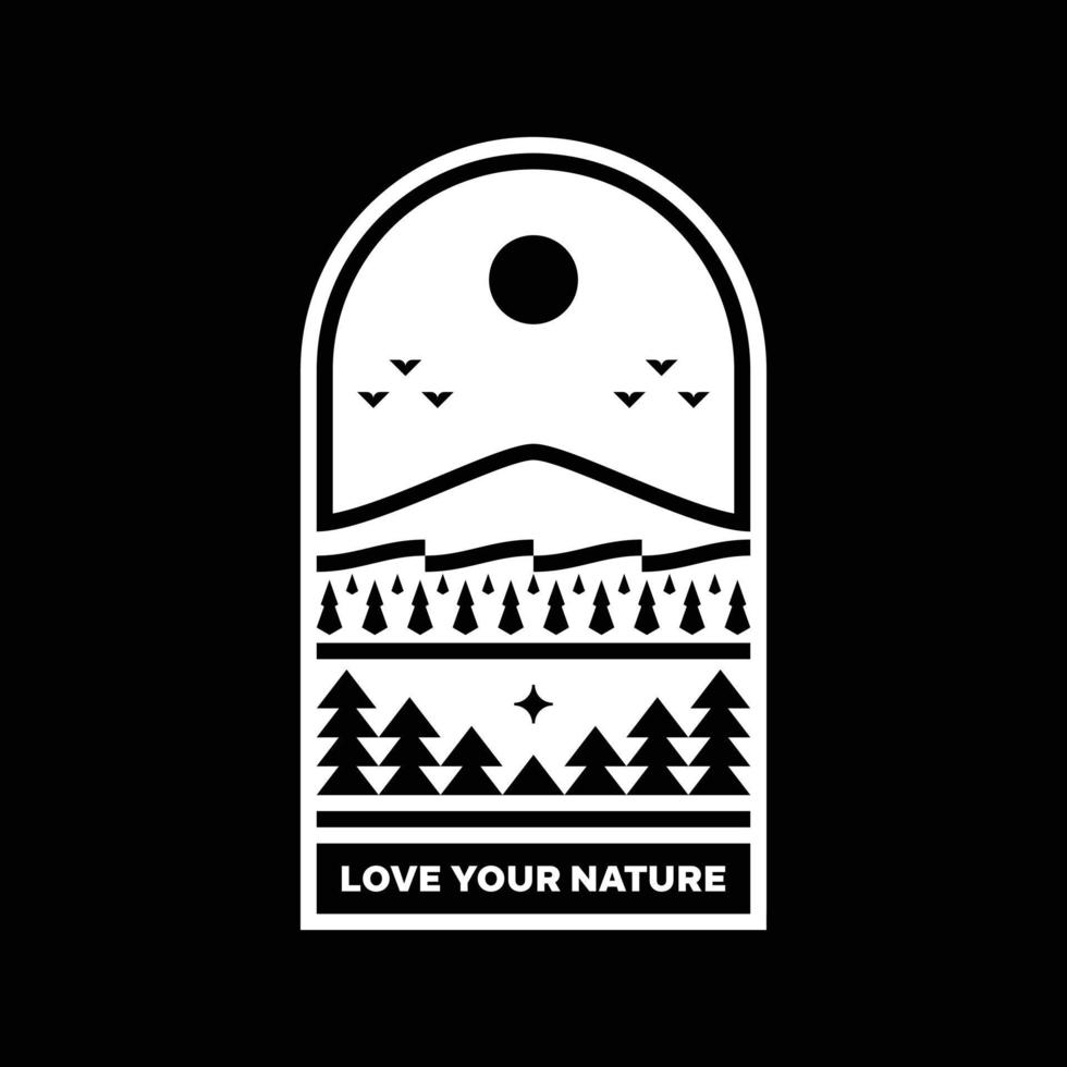 Love your nature mountain landscape logo badge design vector