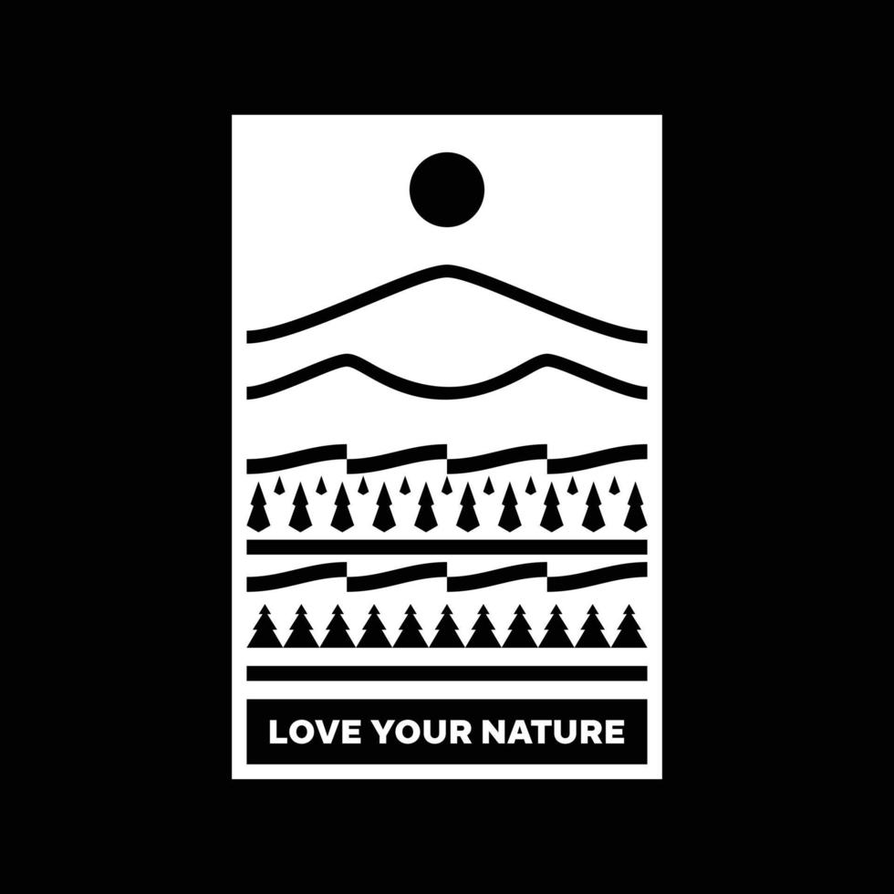 ama tu diseño de insignia de logotipo de paisaje de montaña de naturaleza vector