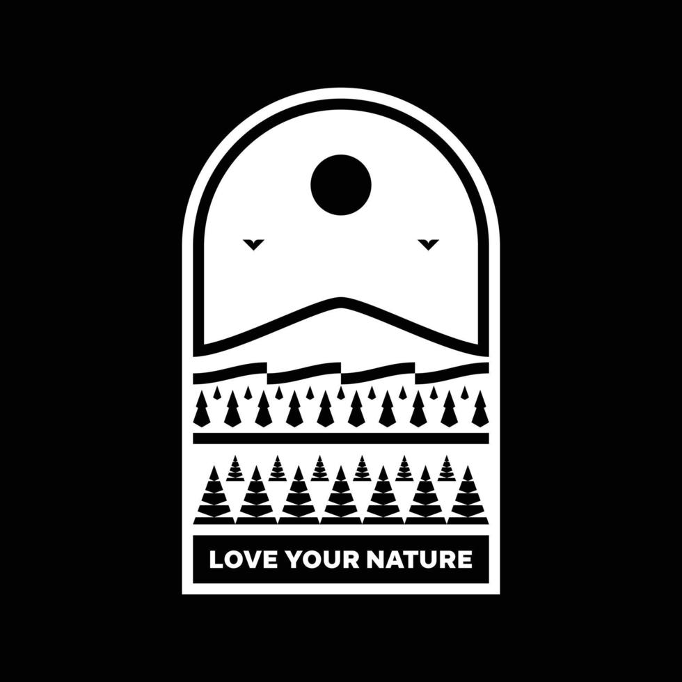 ama tu diseño de insignia de logotipo de paisaje de montaña de naturaleza vector