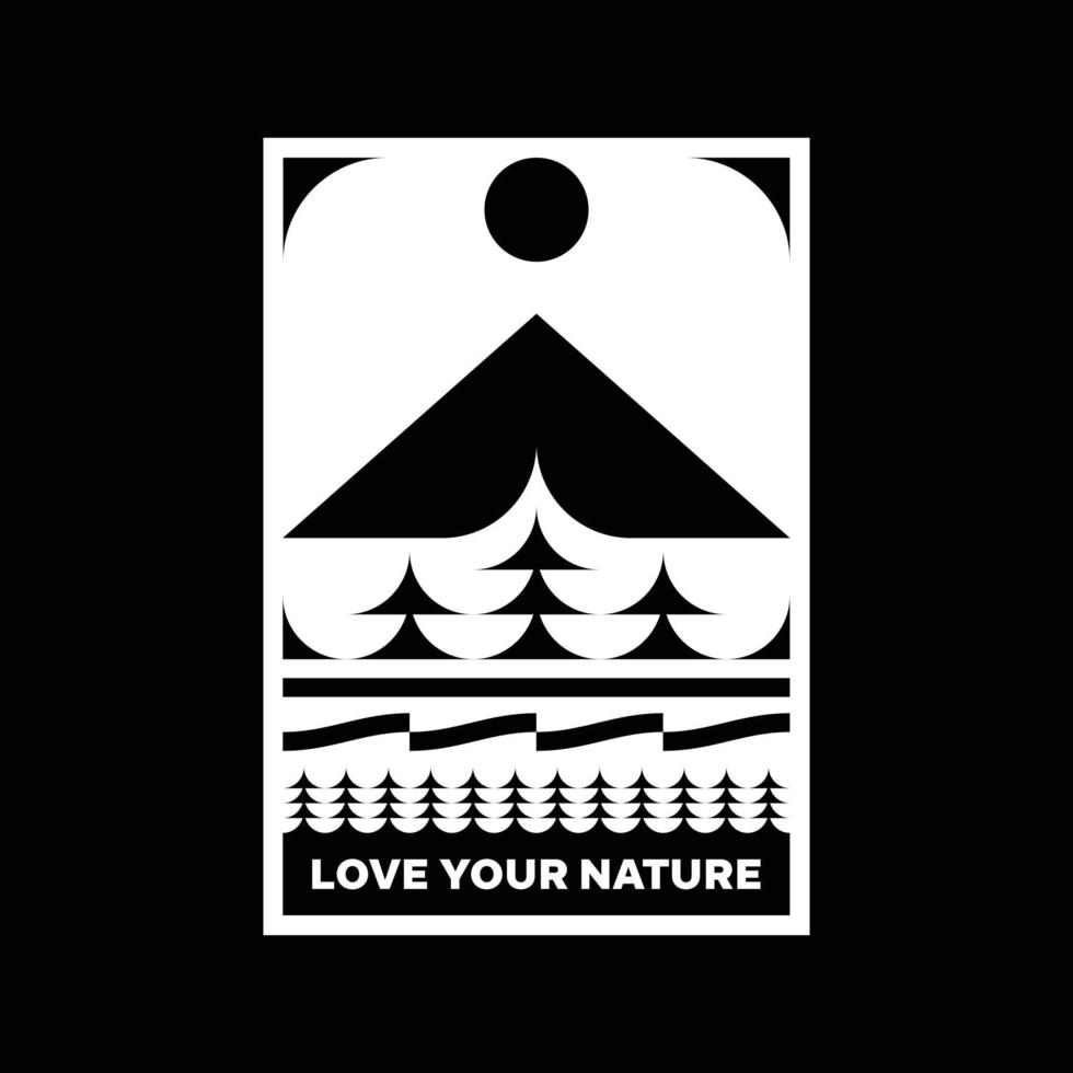 Love your nature mountain landscape logo badge design vector