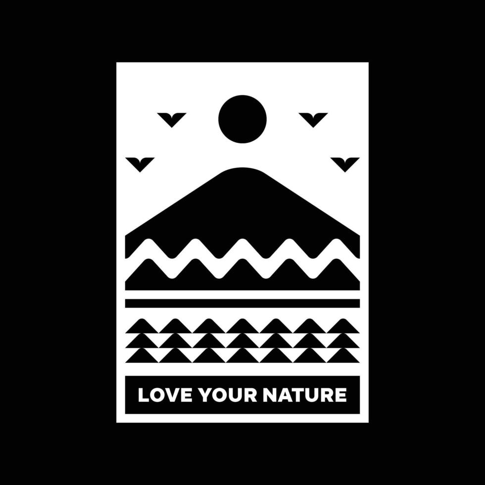 ama tu diseño de insignia de logotipo de paisaje de montaña de naturaleza vector