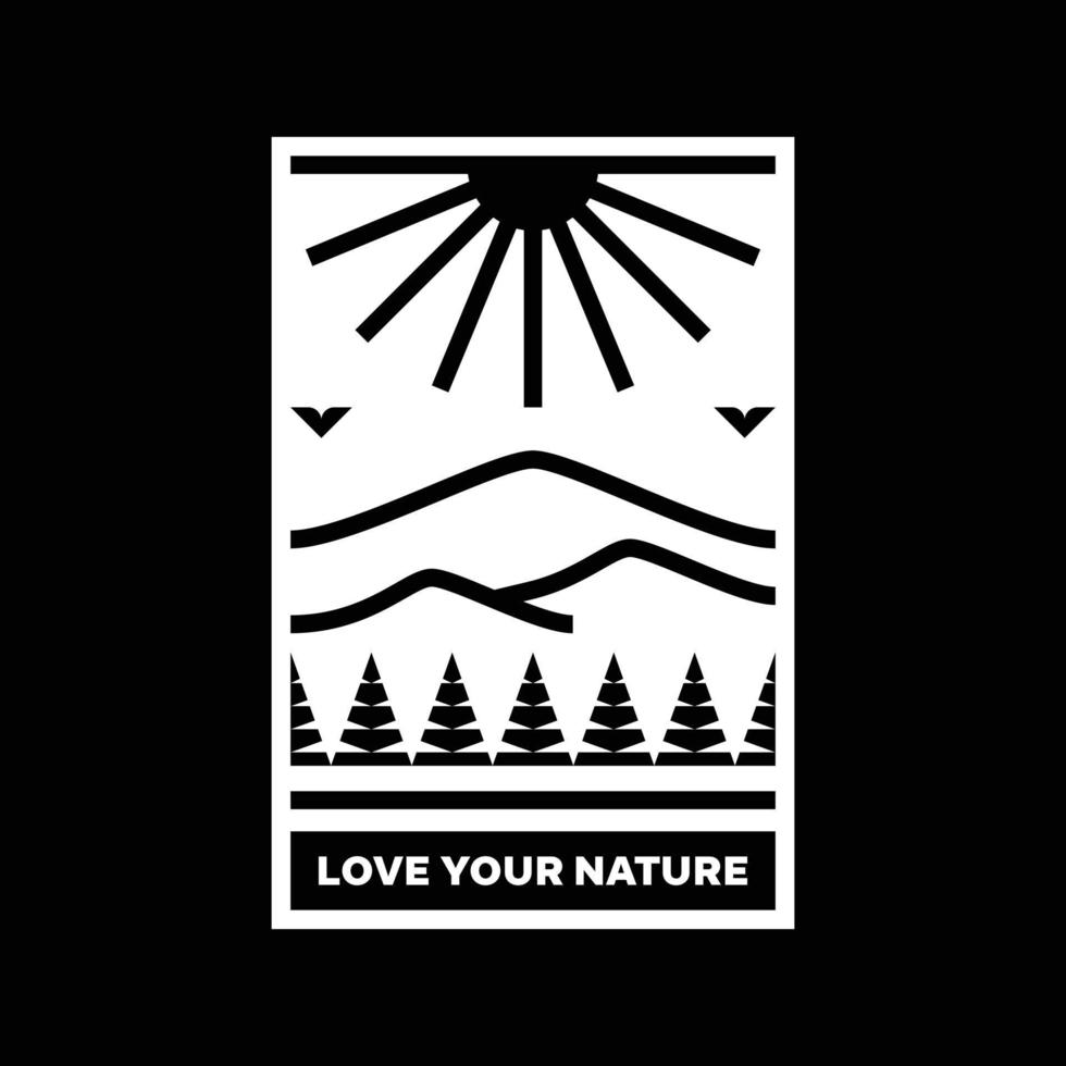 ama tu diseño de insignia de logotipo de paisaje de montaña de naturaleza vector