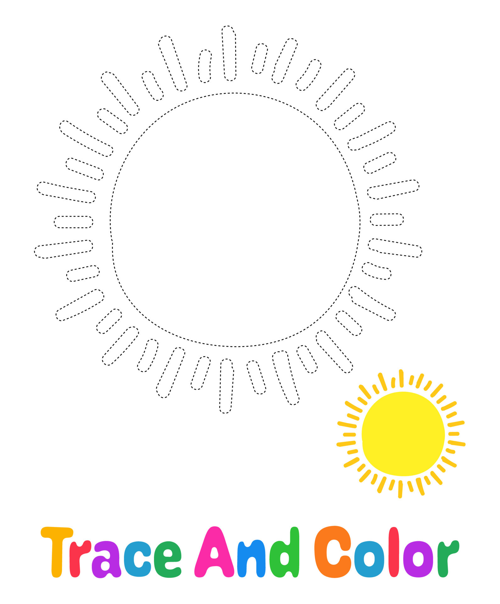 Sun tracing worksheet for kids 15285559 Vector Art at Vecteezy