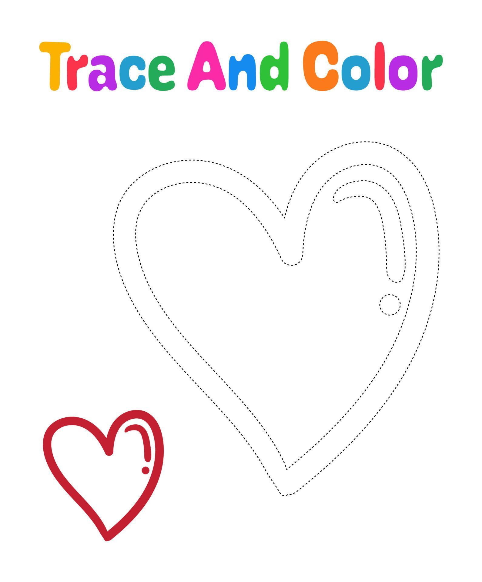 Heart tracing worksheet for kids 15285565 Vector Art at Vecteezy
