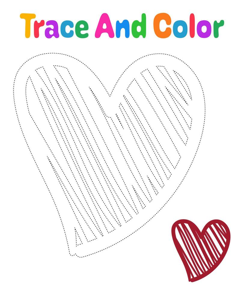 Heart tracing worksheet for kids vector