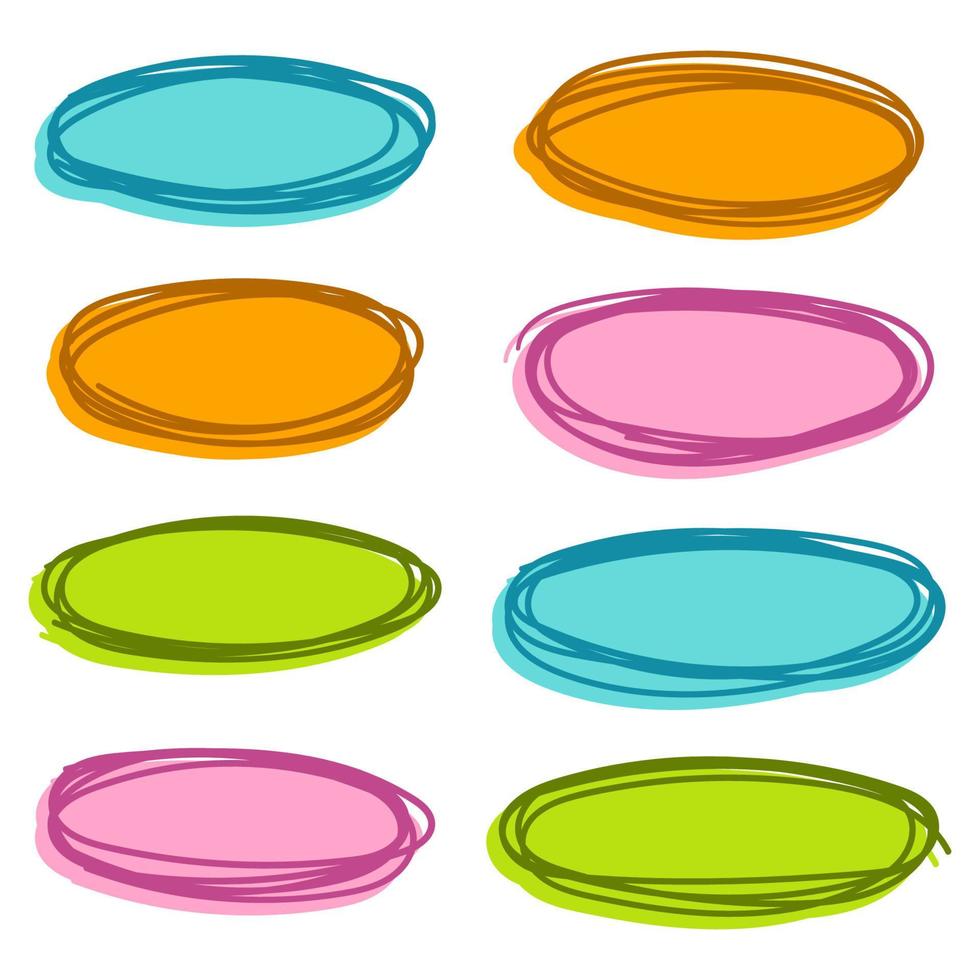 conjunto de boceto de línea de círculo de color vector