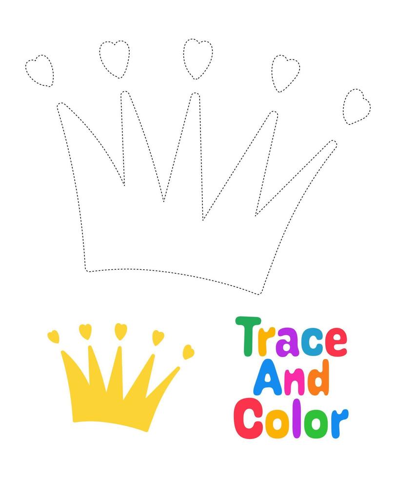 Crown tracing worksheet for kids vector