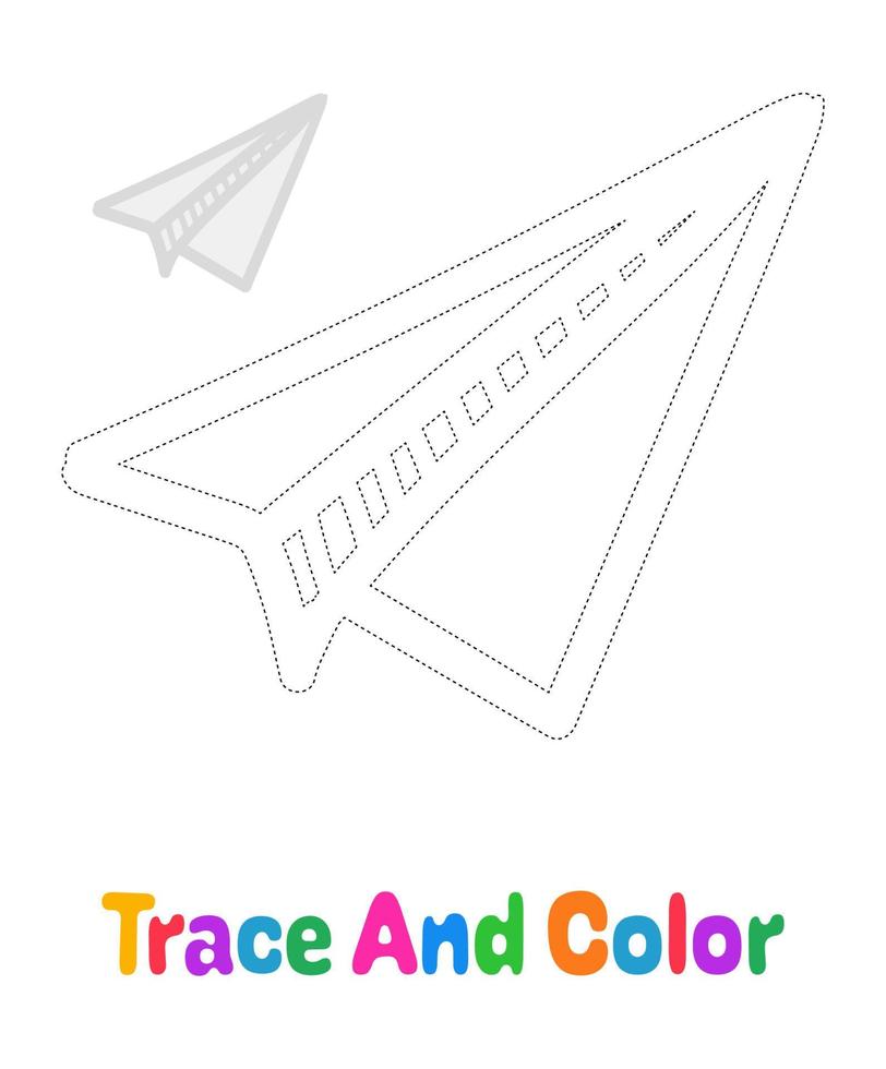 hoja de trabajo de rastreo de avión de papel para niños vector