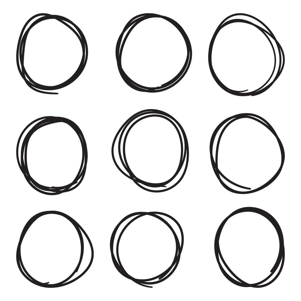 Set of Black circle line sketch vector