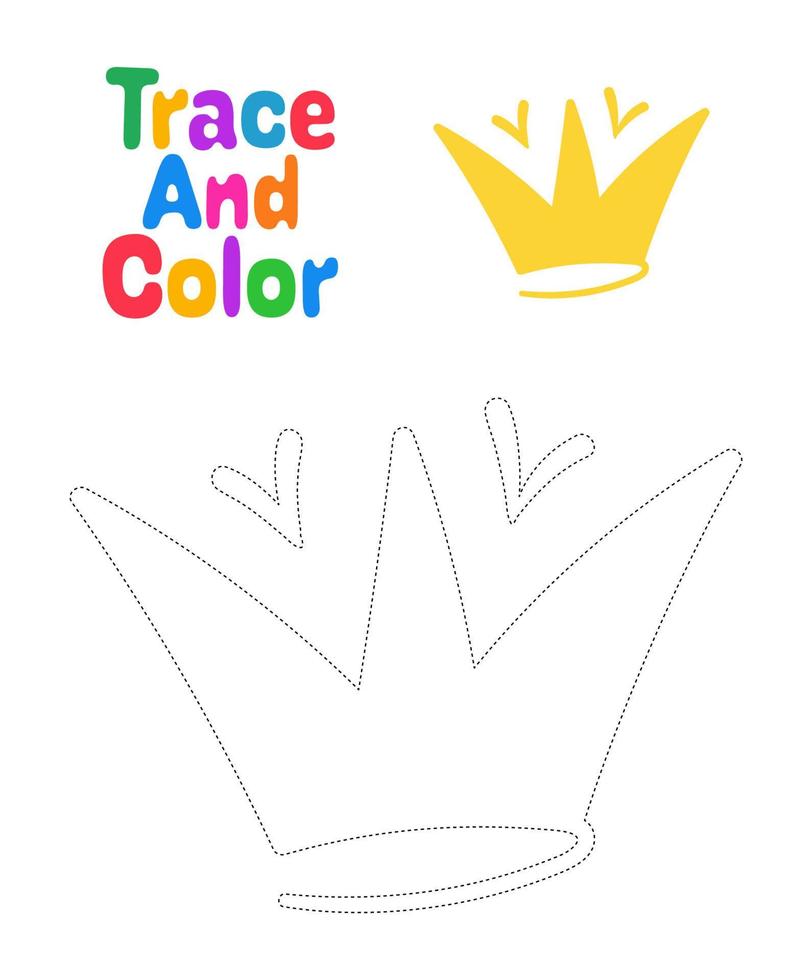 Crown tracing worksheet for kids vector