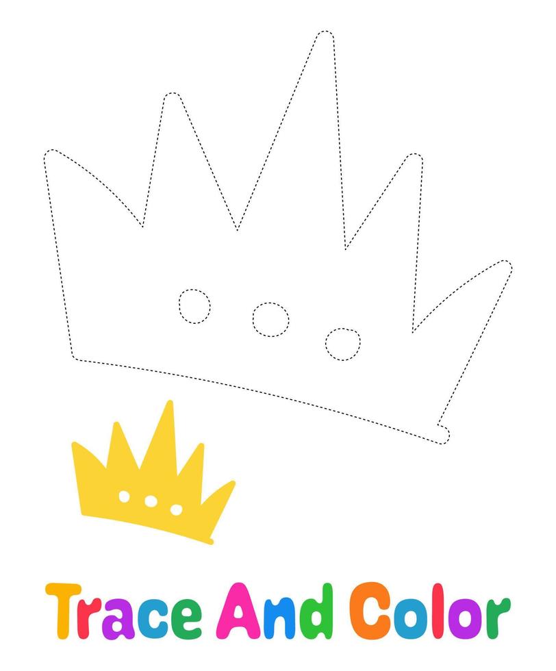 Crown tracing worksheet for kids vector