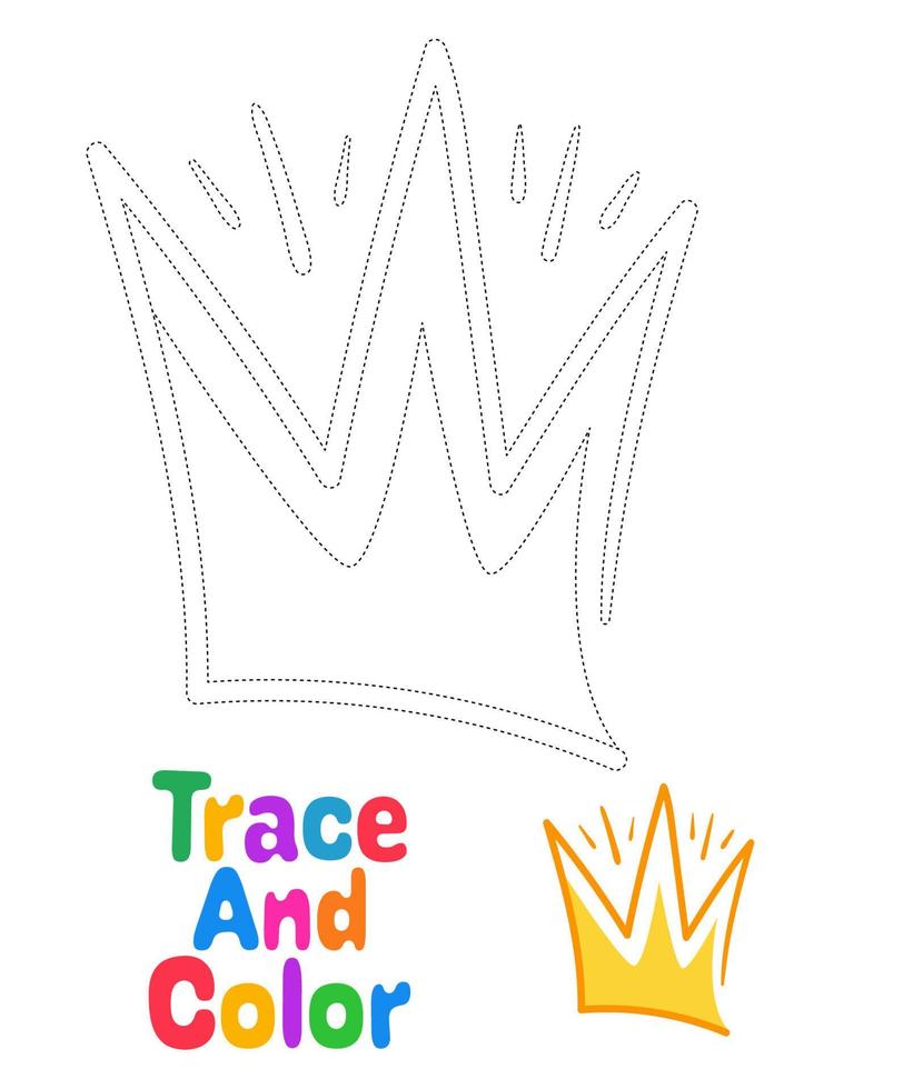 Crown tracing worksheet for kids vector