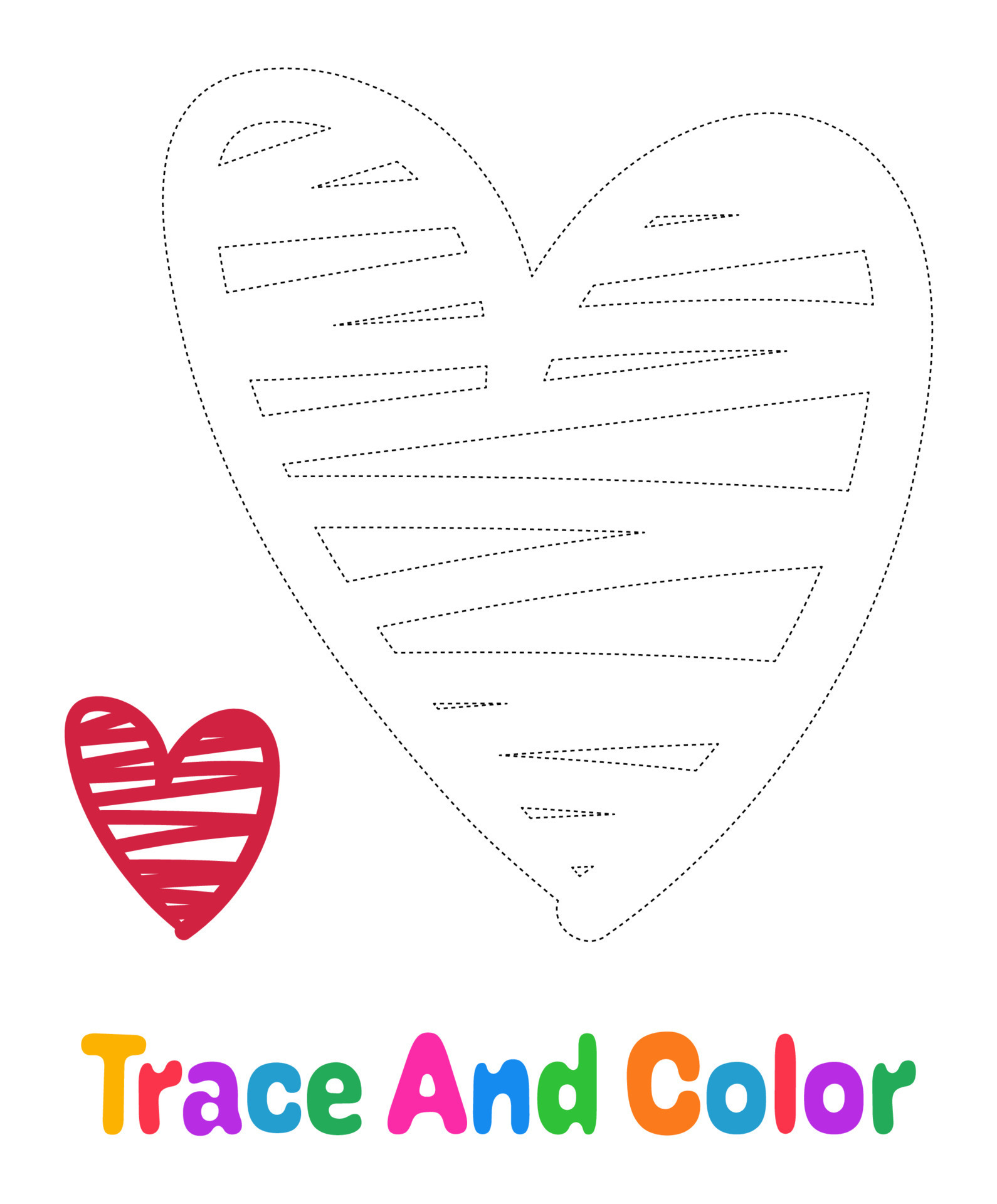 Heart tracing worksheet for kids 15285686 Vector Art at Vecteezy