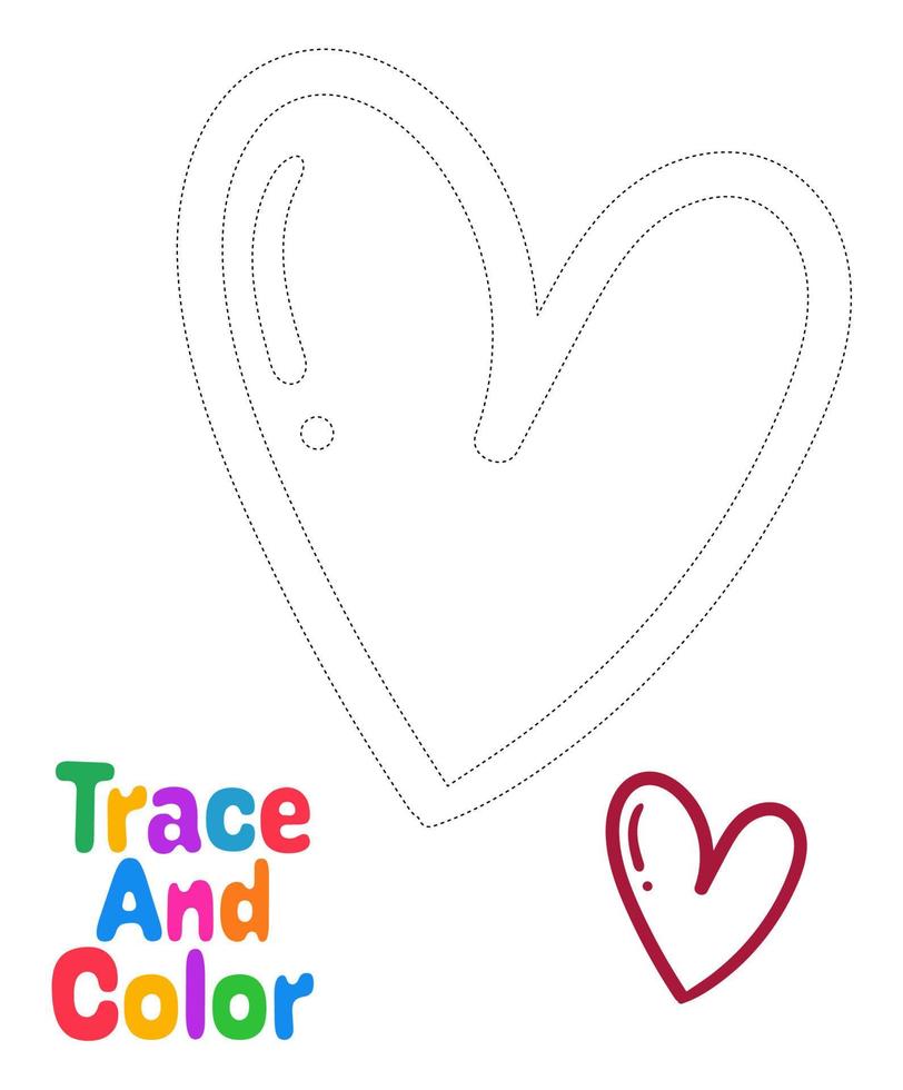 Heart tracing worksheet for kids vector