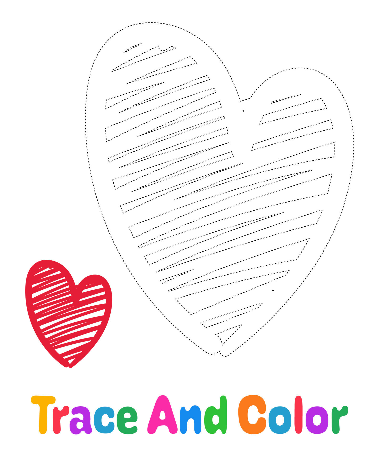 Heart tracing worksheet for kids 15285689 Vector Art at Vecteezy