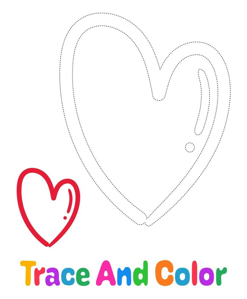 Heart tracing worksheet for kids vector