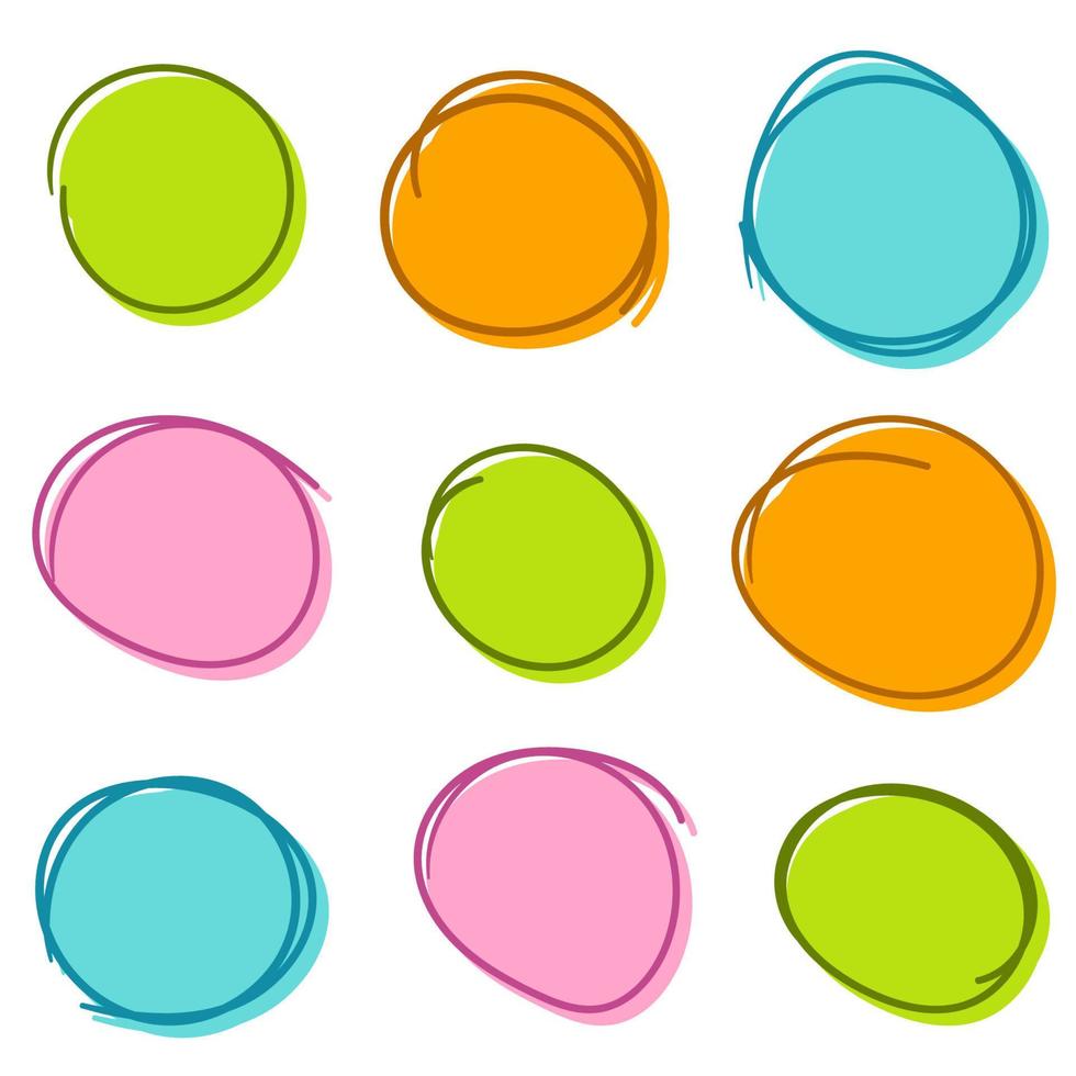 Set of Color circle line sketch vector