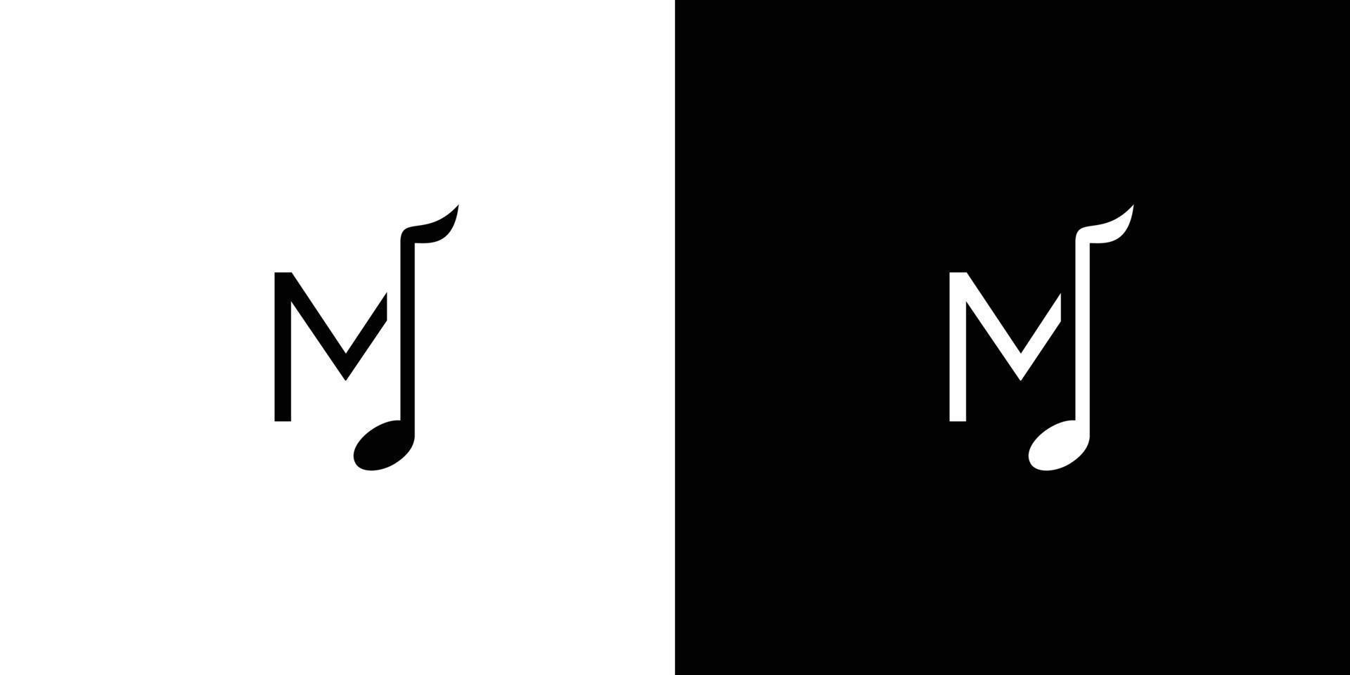 Simple and modern M letter initial music logo design vector