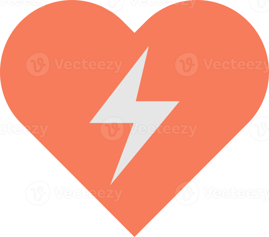 heart and lightning illustration in minimal style png