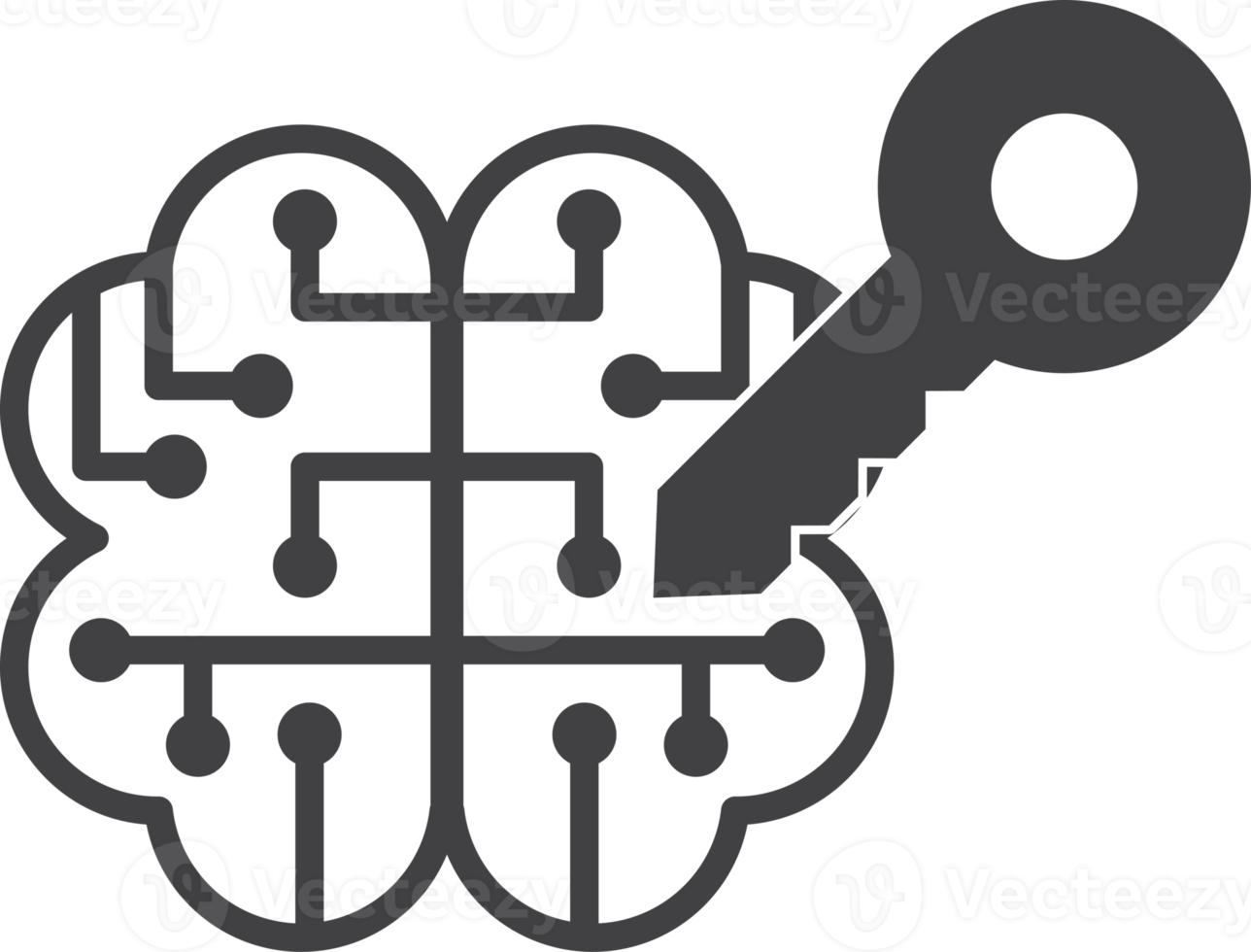 brain and key illustration in minimal style png