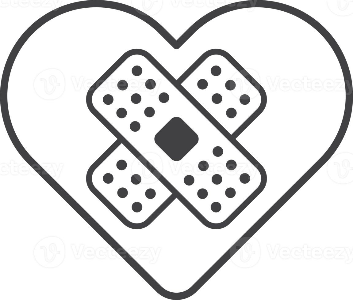 bandages and hearts illustration in minimal style png