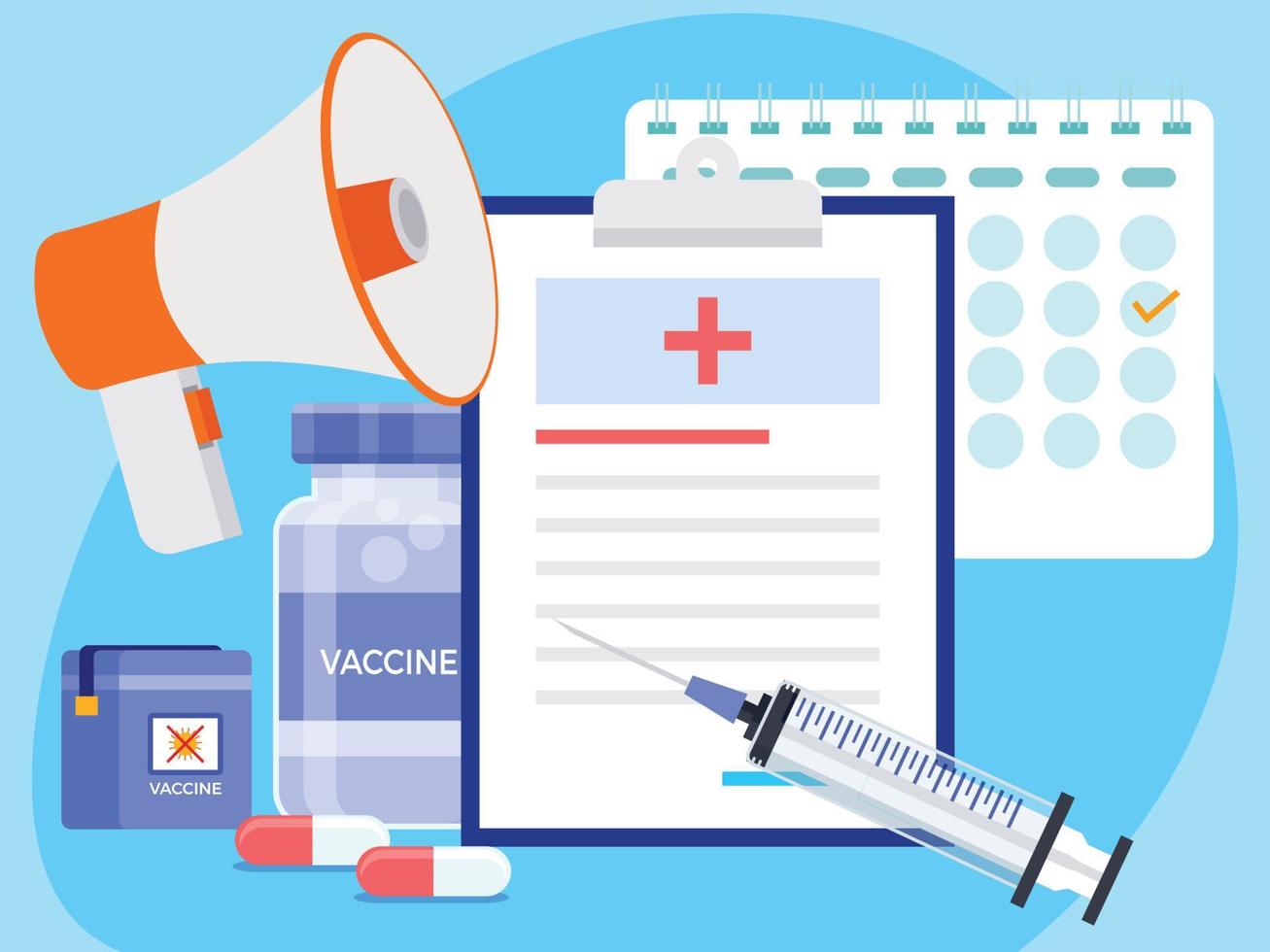 Corona vaccination advertisement report vector
