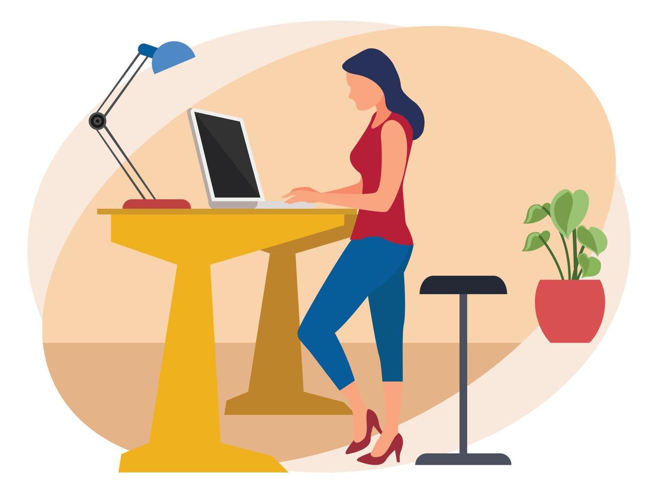 Female employee working from home vector