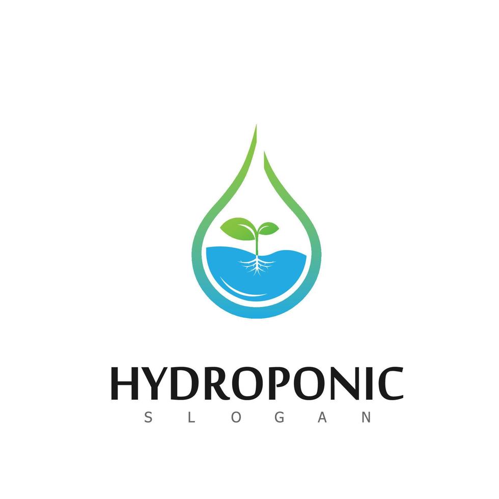 símbolo de diseño de logotipo natural de naturaleza hidropónica vector