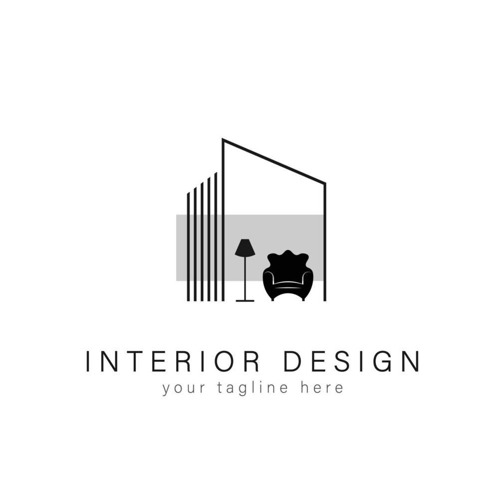 muebles logo interior diseño simple vector