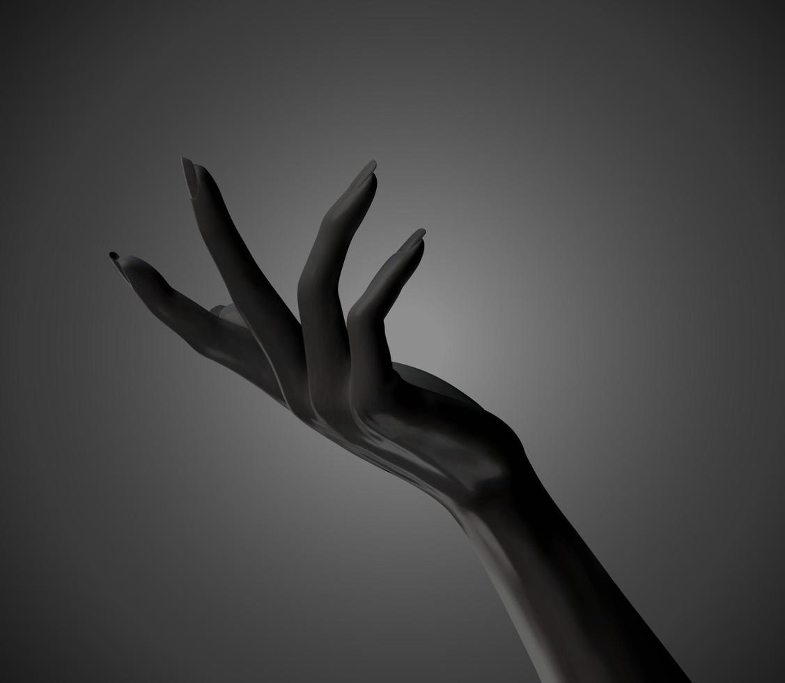 Black cosmetic elegant hands gesture in 3d illustration vector