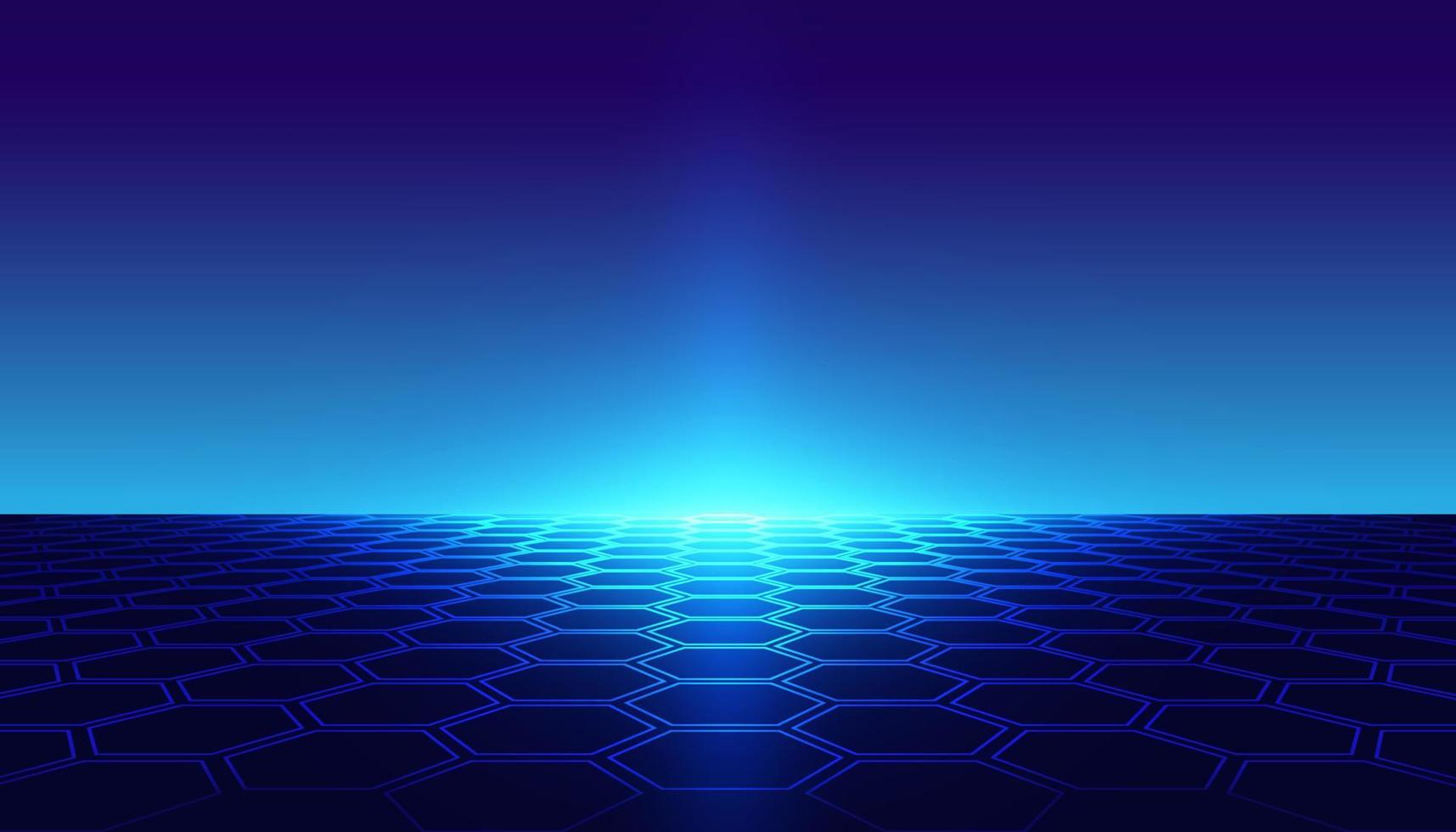 abstract Backgrounds hexagon horizon blue 80's 90's retro Vector virtual world game virtual reality in cinema or future